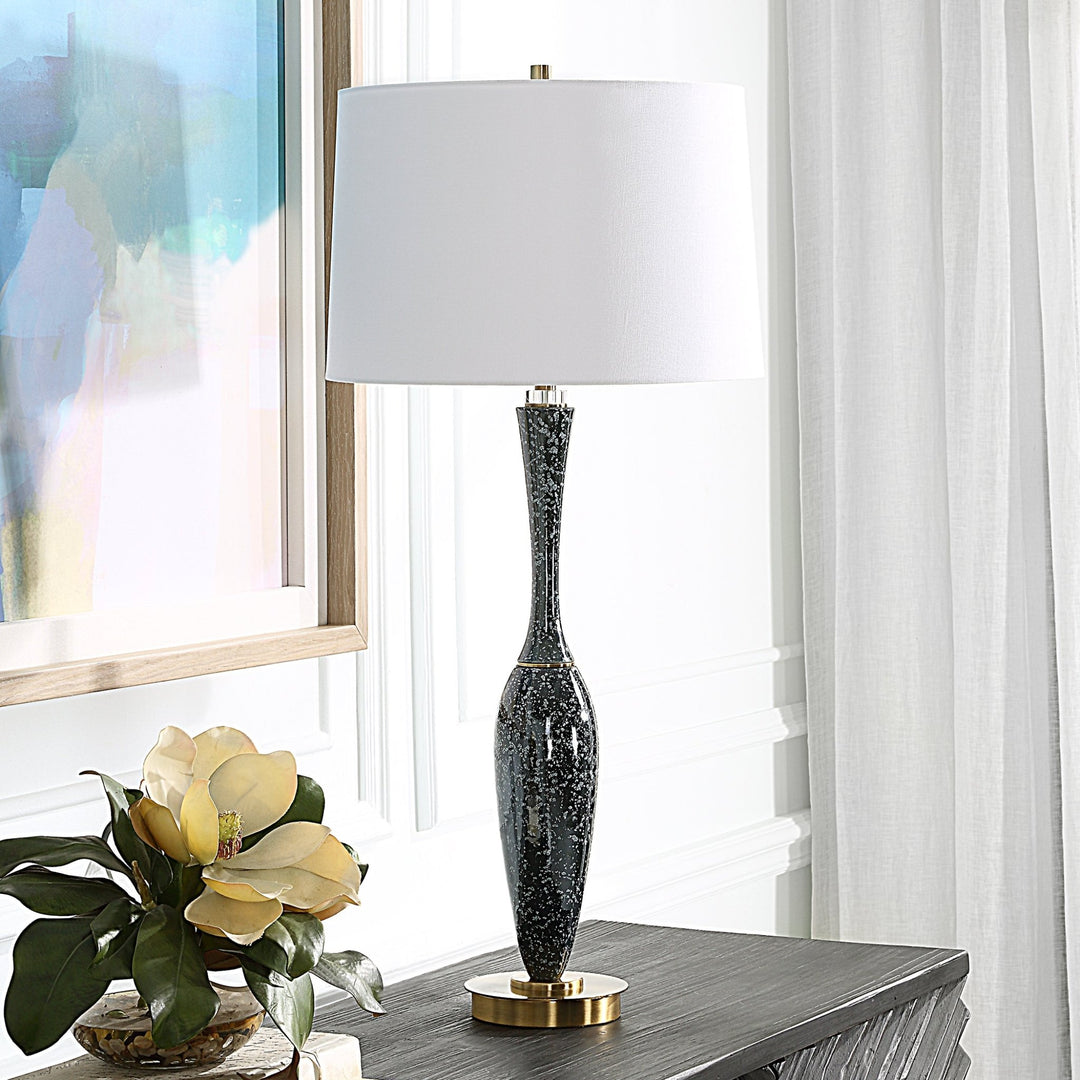 REMY POLISHED BLACK CERAMIC TABLE LAMP