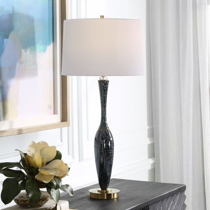 REMY POLISHED BLACK CERAMIC TABLE LAMP