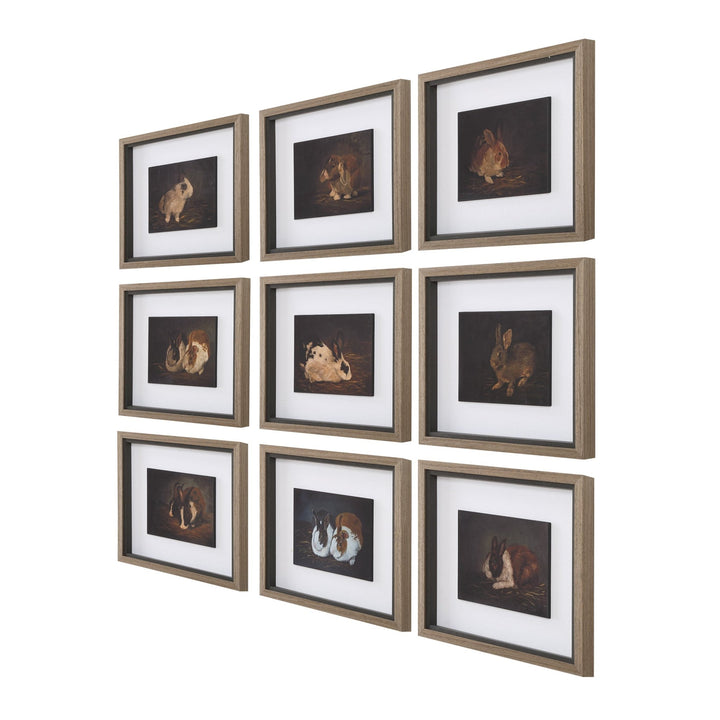 "RESTING BUNNY" FRAMED PRINTS | SET OF 9