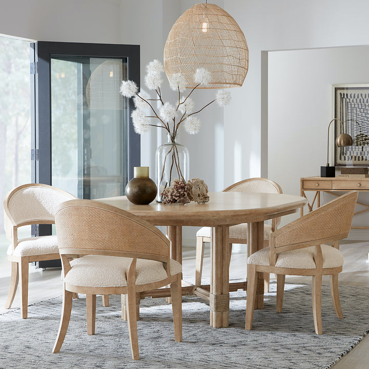 POLE RATTAN ROUND DINING TABLE WITH LEAF