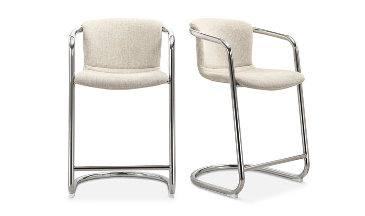 REVOLVE COUNTER STOOLS: CREAM + CHROME | SET OF 2