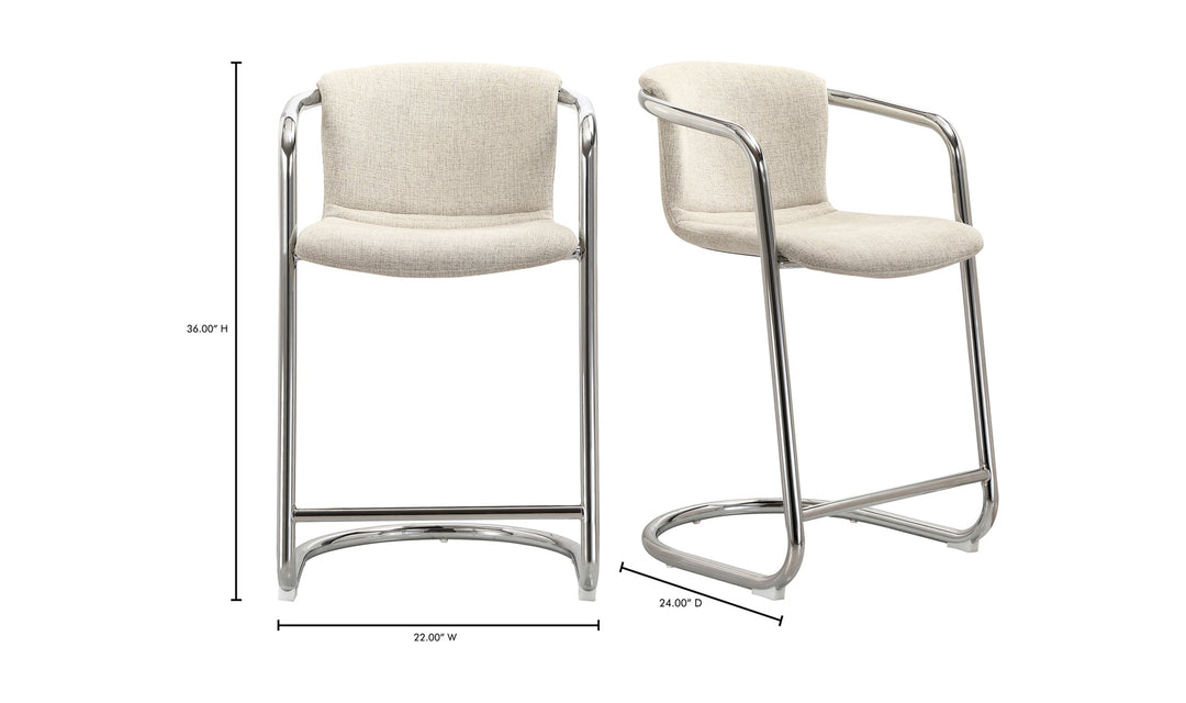 REVOLVE COUNTER STOOLS: CREAM + CHROME | SET OF 2