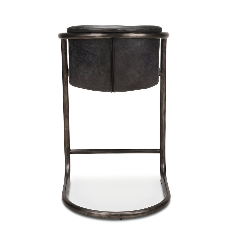REVOLVE VINTAGE BLACK LEATHER COUNTER STOOLS | SET OF 2