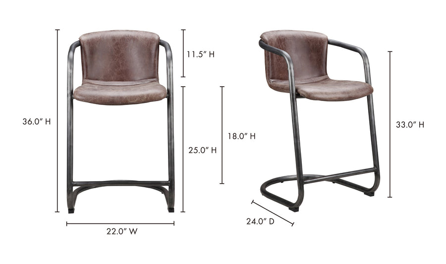 REVOLVE VINTAGE BROWN LEATHER COUNTER STOOLS | SET OF 2