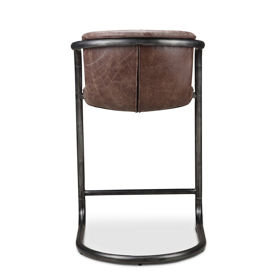 REVOLVE VINTAGE BROWN LEATHER COUNTER STOOLS | SET OF 2