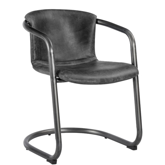 REVOLVE VINTAGE LEATHER DINING CHAIR: BLACK | SET OF 2