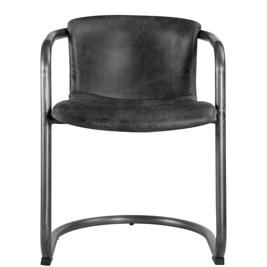 REVOLVE VINTAGE LEATHER DINING CHAIR: BLACK | SET OF 2