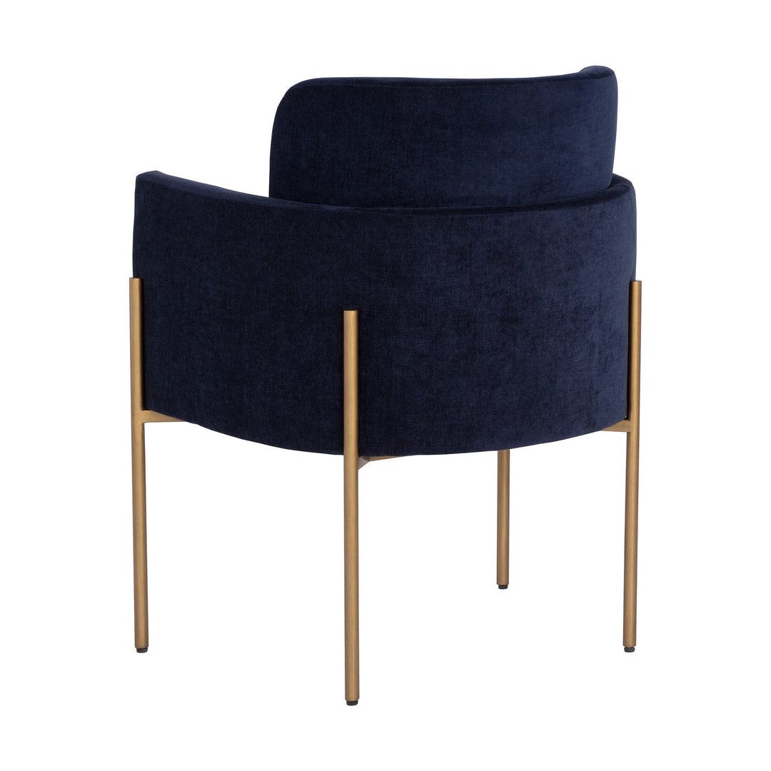 RICHIE ANTIQUE BRASS DANNY NAVY DINING ARMCHAIR