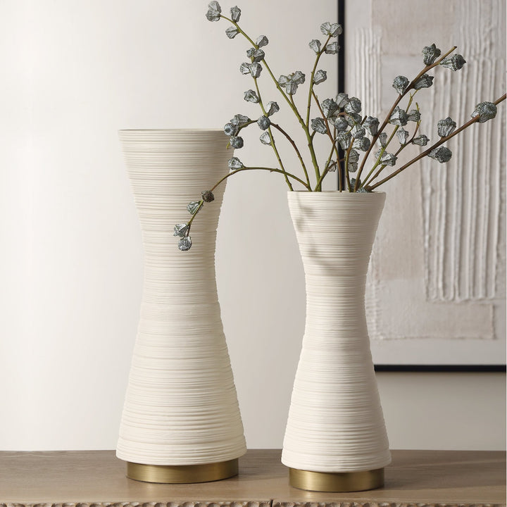 RIDGELINE WHITE VASES | SET OF 2