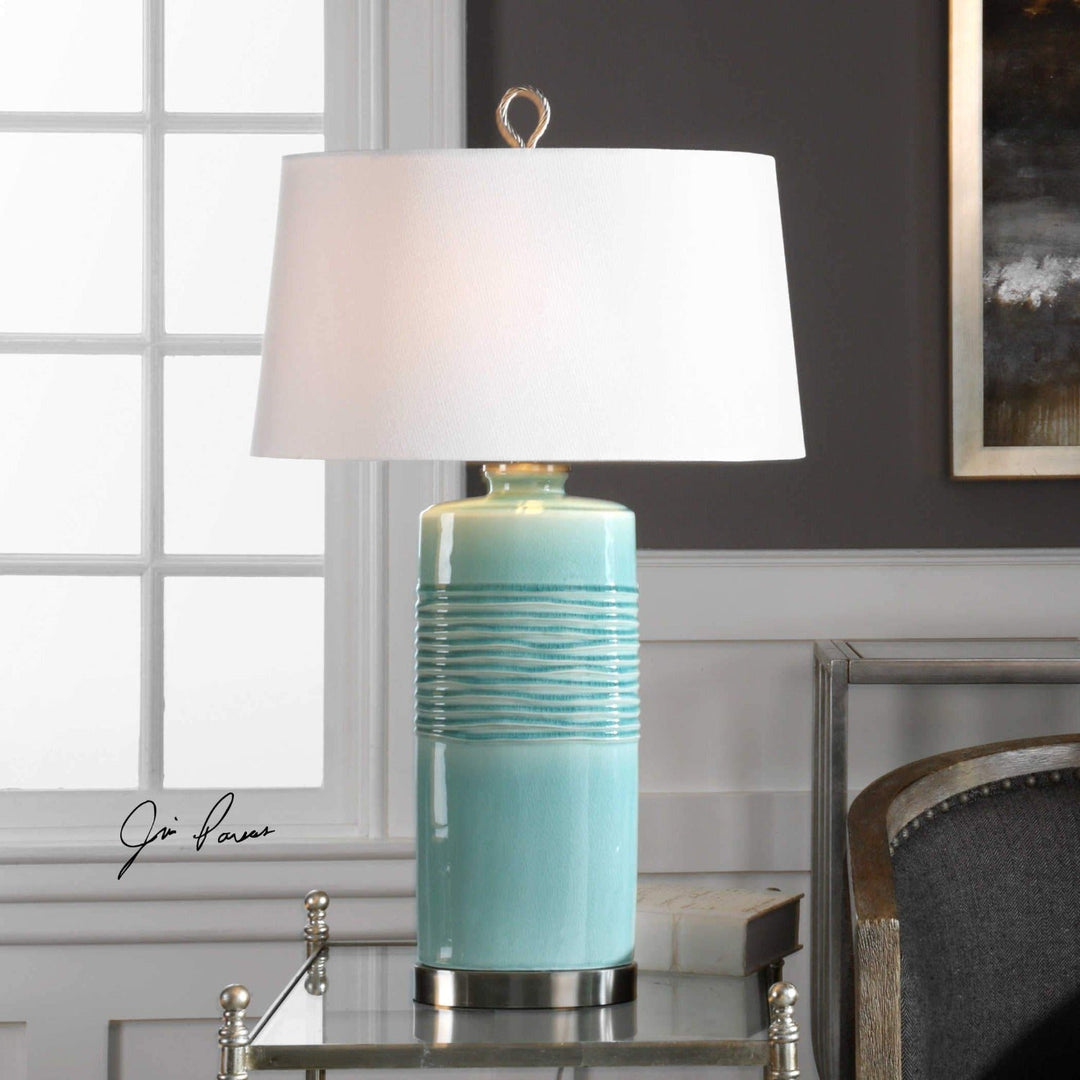 RILA AQUA BLUE CERAMIC OVAL LAMP