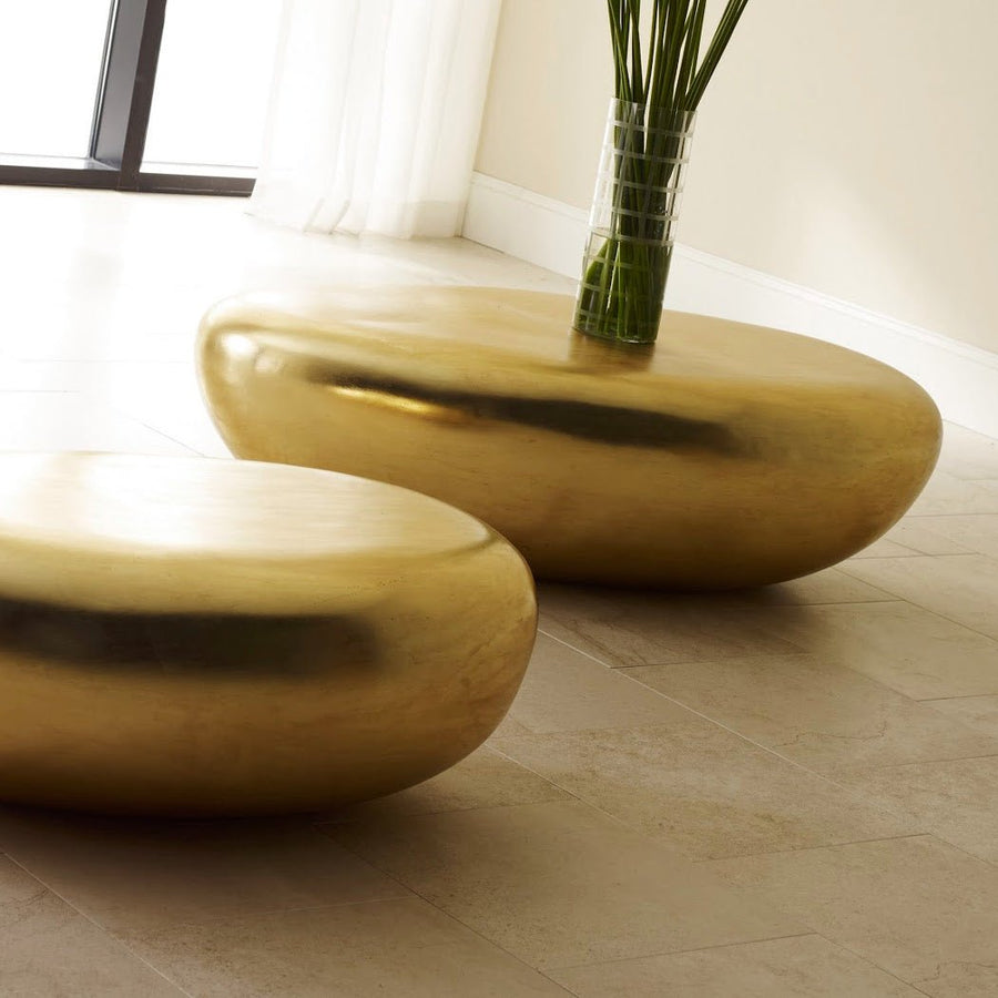 RIVER STONE COFFEE TABLE: GOLD LEAF