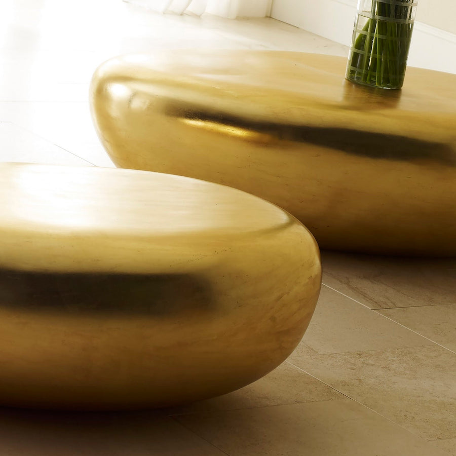 RIVER STONE COFFEE TABLE: GOLD LEAF