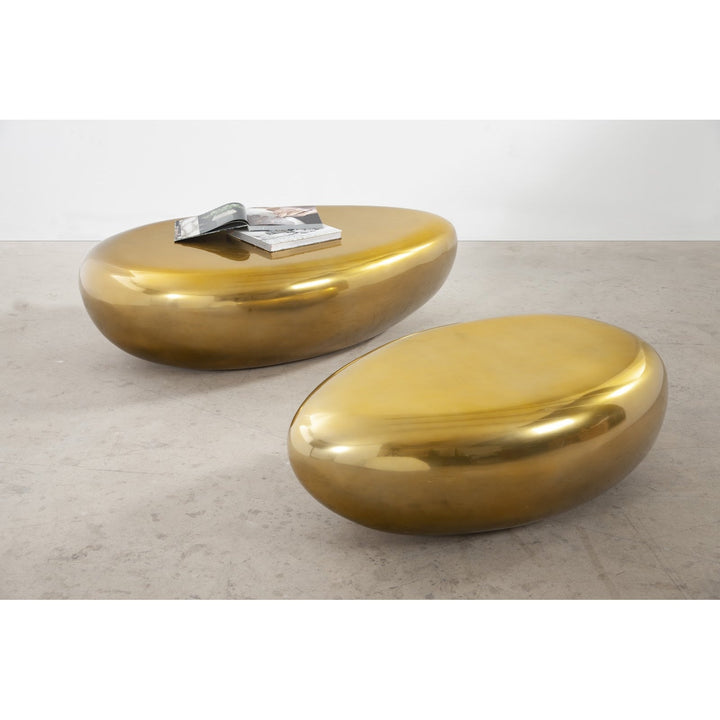 RIVER STONE INDOOR - OUTDOOR COFFEE TABLE: LIQUID GOLD