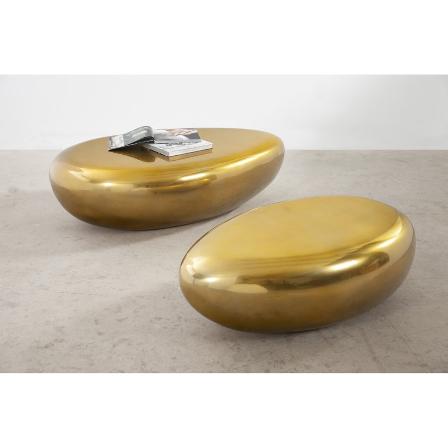 RIVER STONE INDOOR - OUTDOOR COFFEE TABLE: LIQUID GOLD