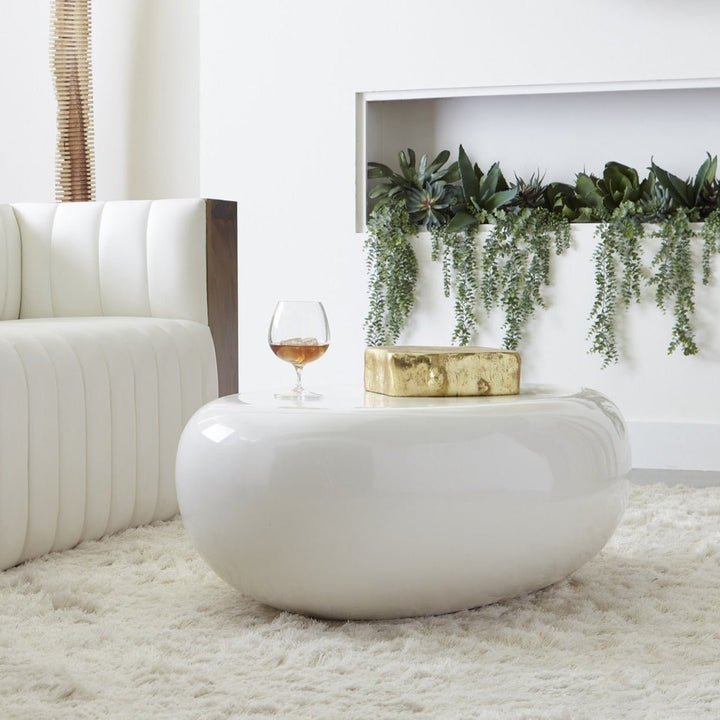 RIVER STONE INDOOR - OUTDOOR COFFEE TABLE: WHITE