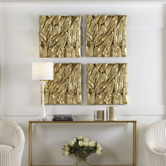 RIVER TEAK BRANCH WALL TILE: GOLD