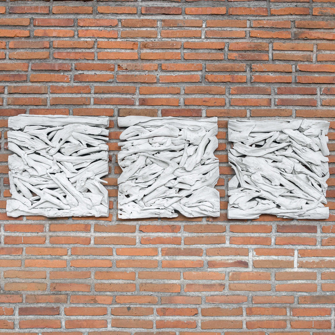 RIVER TEAK BRANCH WALL TILE: WHITE