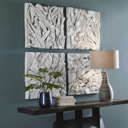 RIVER TEAK BRANCH WALL TILE: WHITE