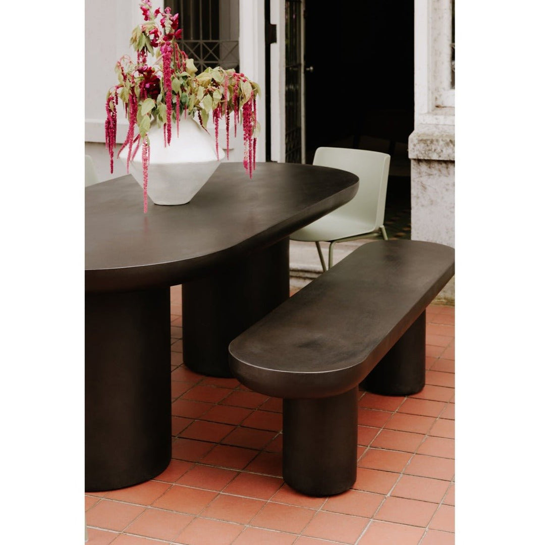 ROCCA BLACK CONCRETE DINING BENCH