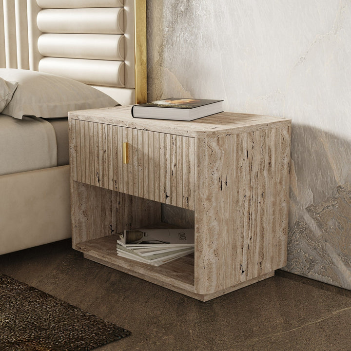 ROMA FAUX TRAVERTINE NIGHTSTAND