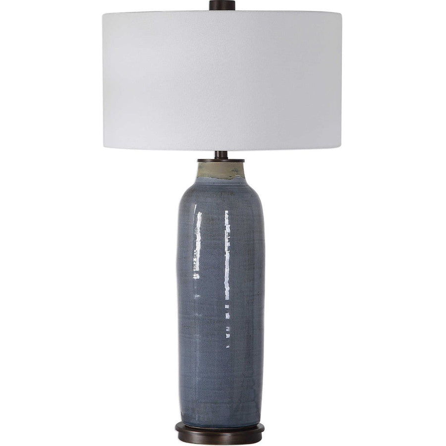 RONA DISTRESSED SLATE BLUE CERAMIC TABLE LAMP