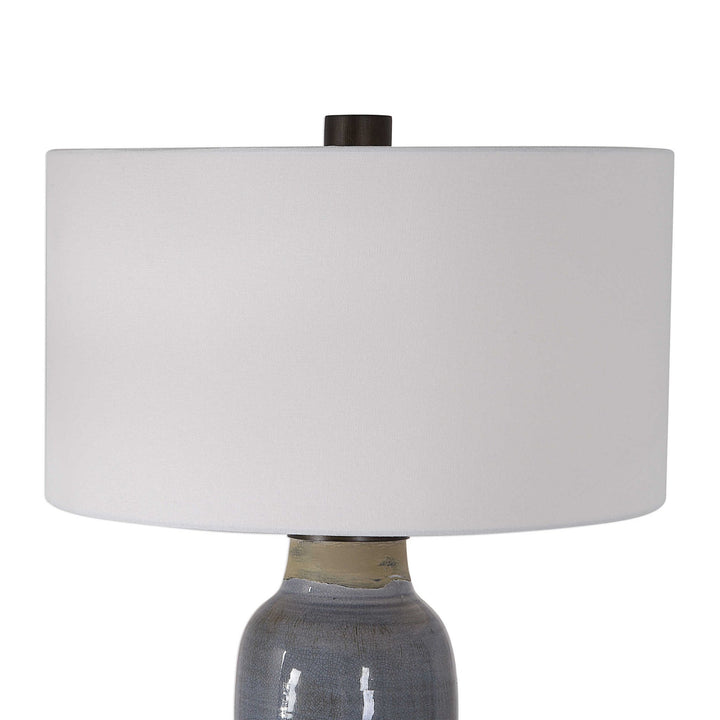 RONA DISTRESSED SLATE BLUE CERAMIC TABLE LAMP