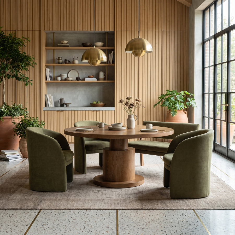 round wooden table isolated