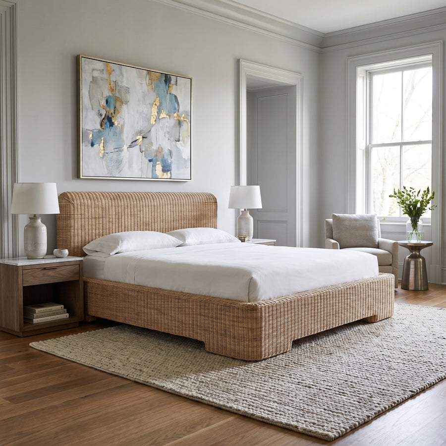 woven rattan bed