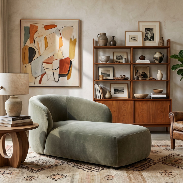 RHODA CHAISE: SAGE VELVET