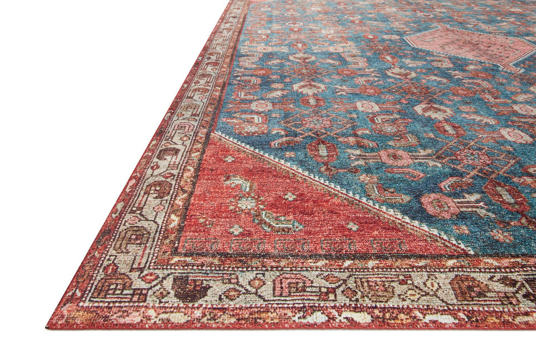 ROSHAN VINTAGE PRINT FLAT RUG: MARINE BLUE, CLAY