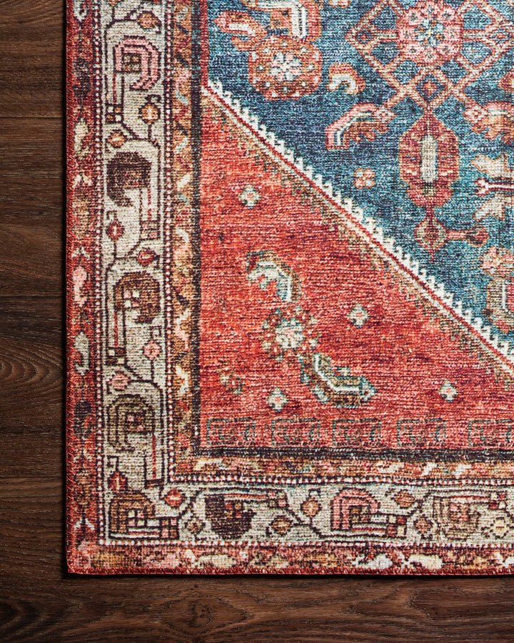 ROSHAN VINTAGE PRINT FLAT RUG: MARINE BLUE, CLAY