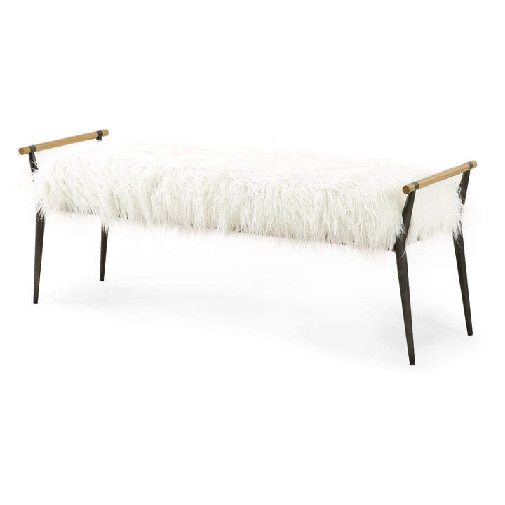 ROWEN MONGOLIAN CREAM FUR BENCH