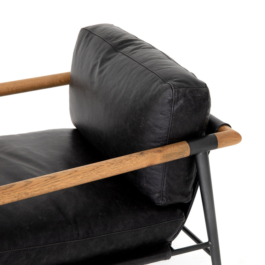 ROWEN VINTAGE BLACK LEATHER ARM CHAIR