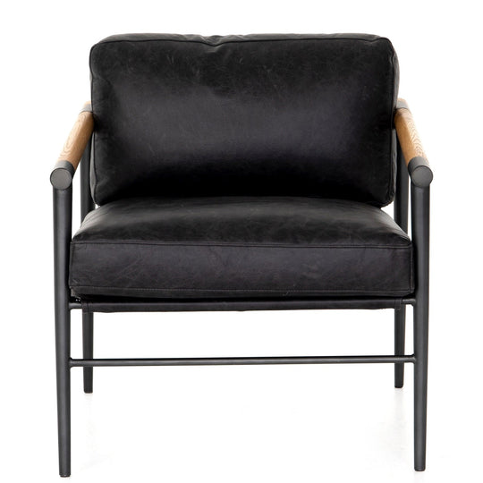 ROWEN VINTAGE BLACK LEATHER ARM CHAIR