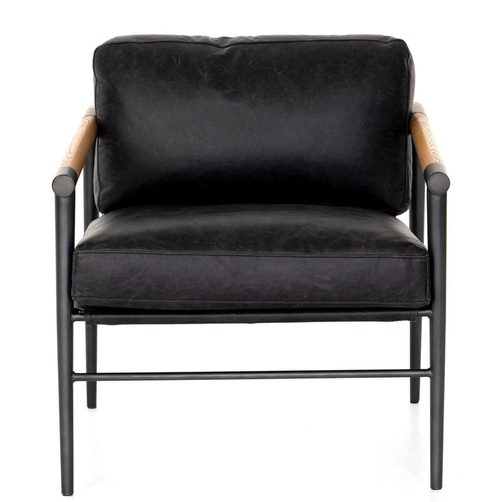 ROWEN VINTAGE BLACK LEATHER ARM CHAIR