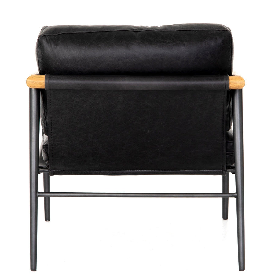 ROWEN VINTAGE BLACK LEATHER ARM CHAIR