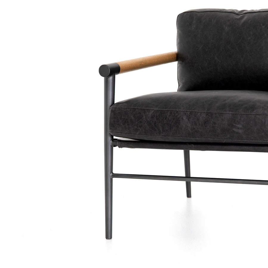 ROWEN VINTAGE BLACK LEATHER ARM CHAIR