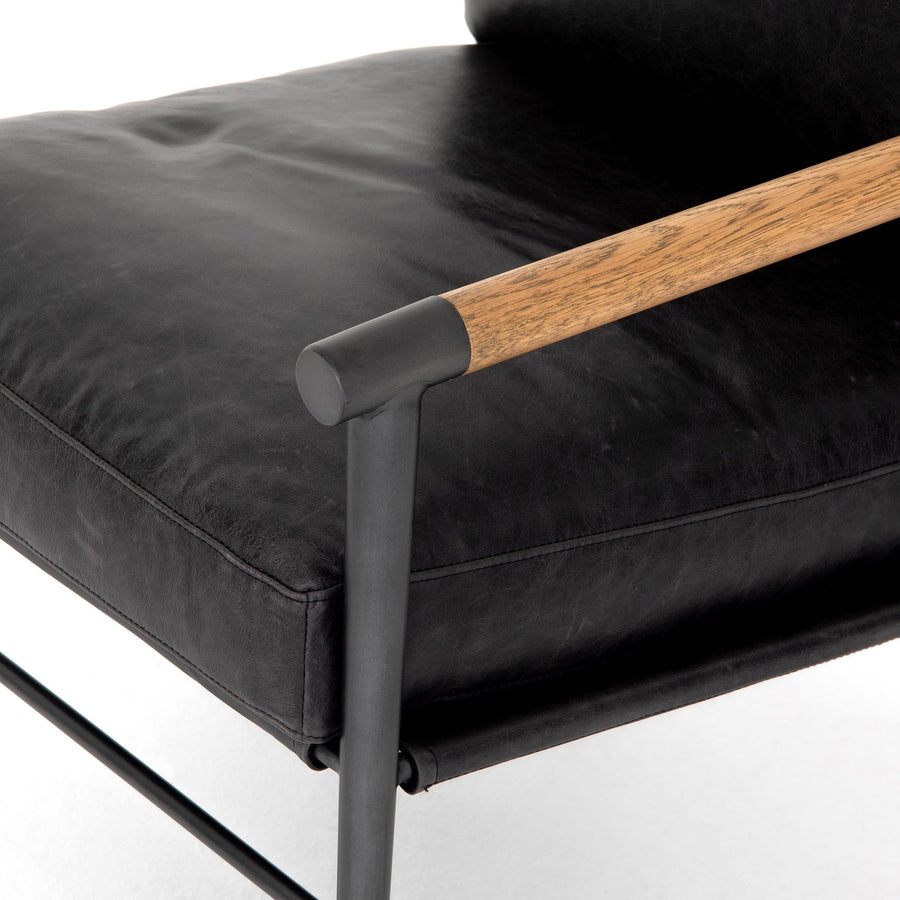 ROWEN VINTAGE BLACK LEATHER ARM CHAIR