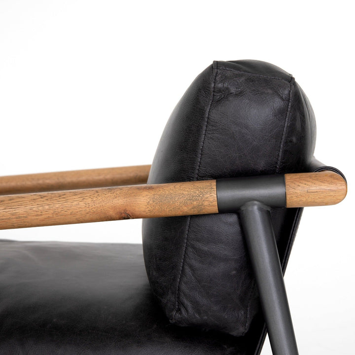 ROWEN VINTAGE BLACK LEATHER ARM CHAIR