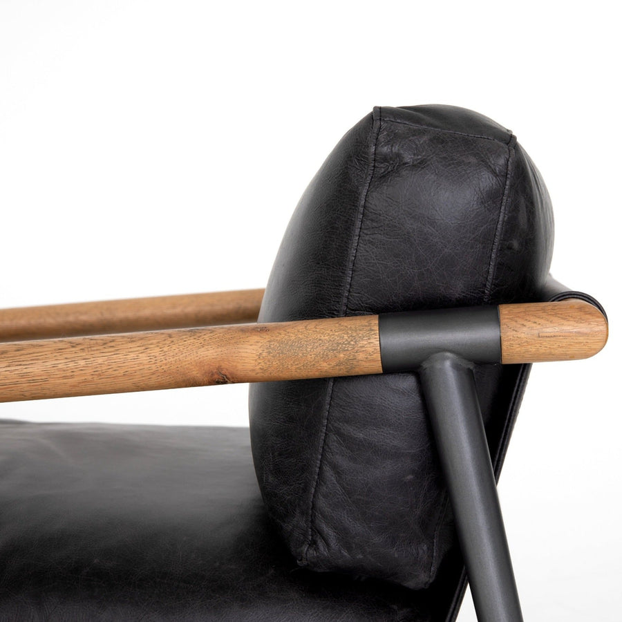 ROWEN VINTAGE BLACK LEATHER ARM CHAIR