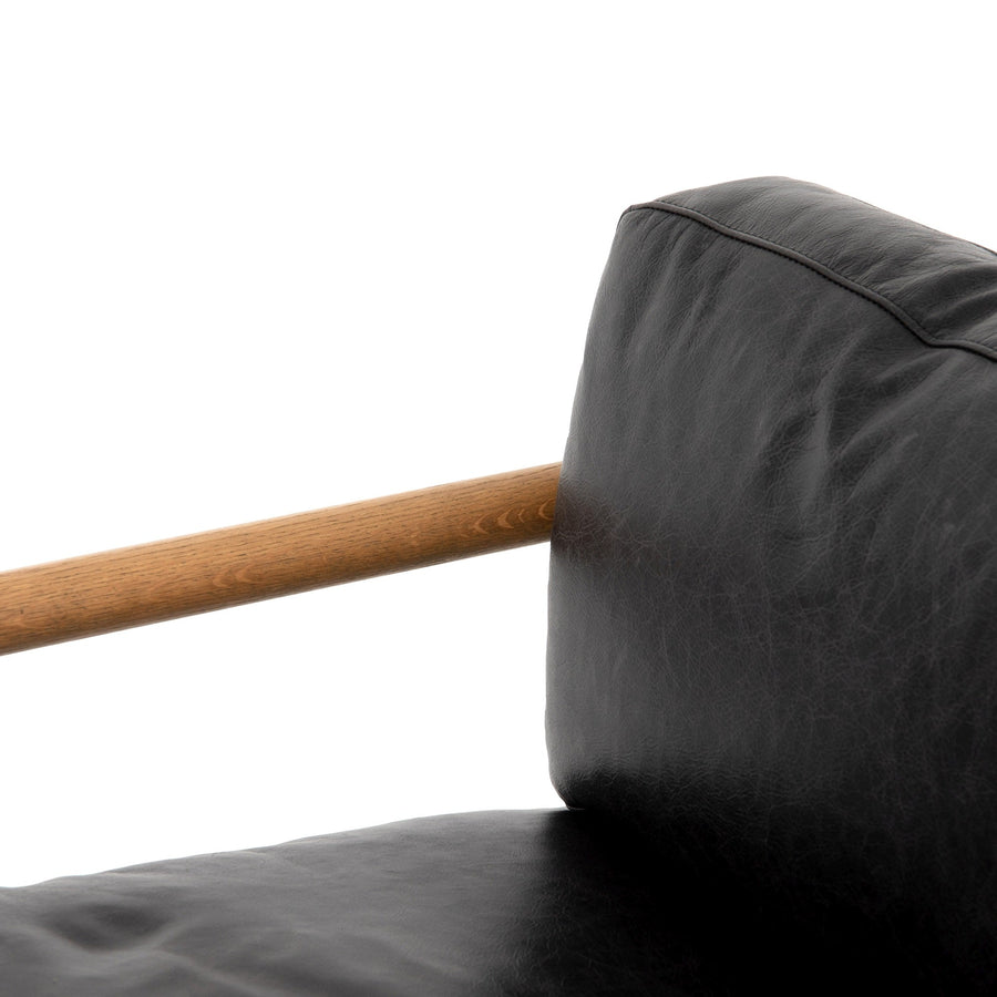 ROWEN VINTAGE BLACK LEATHER ARM CHAIR