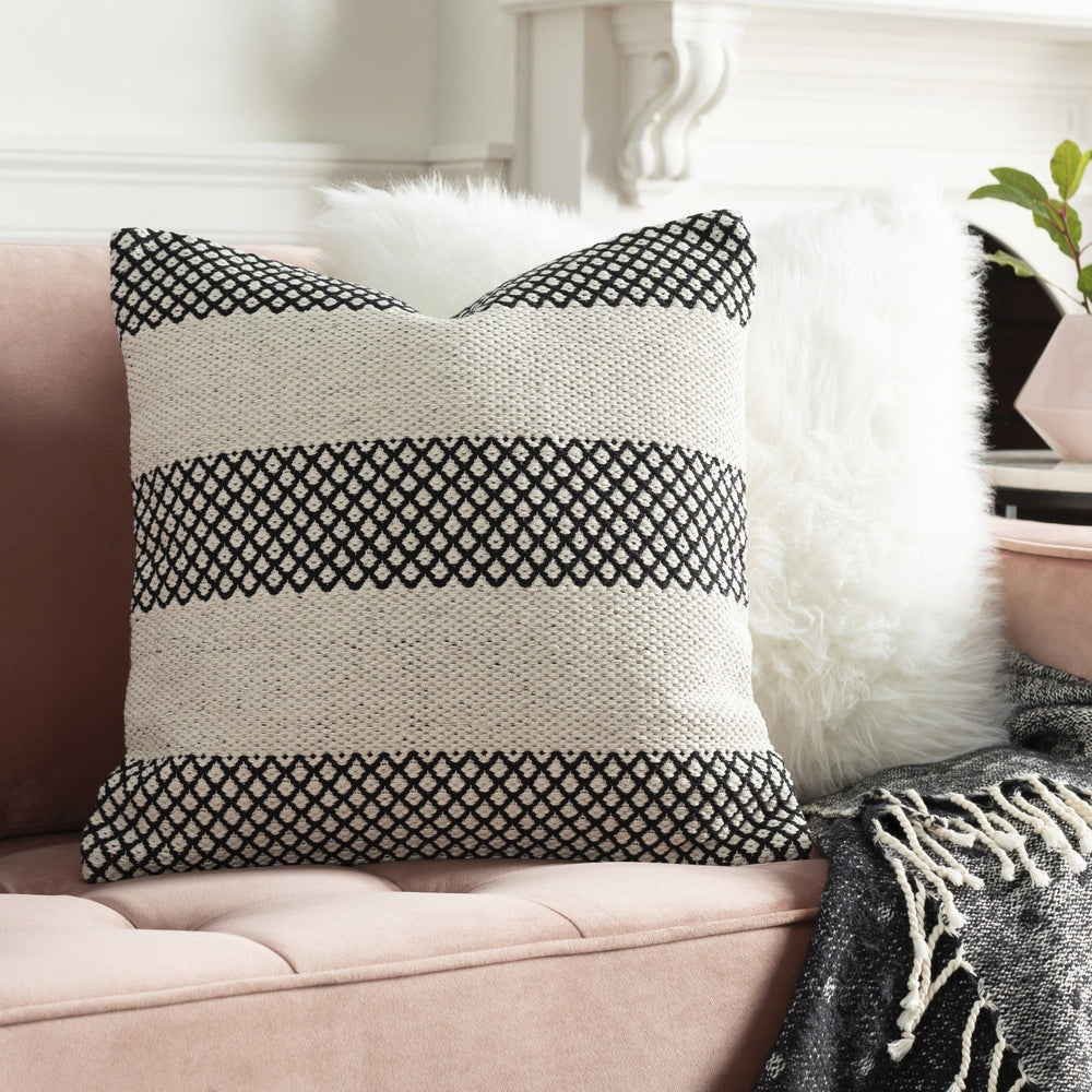 RYDER BLACK + IVORY STRIPE KNIT PILLOW