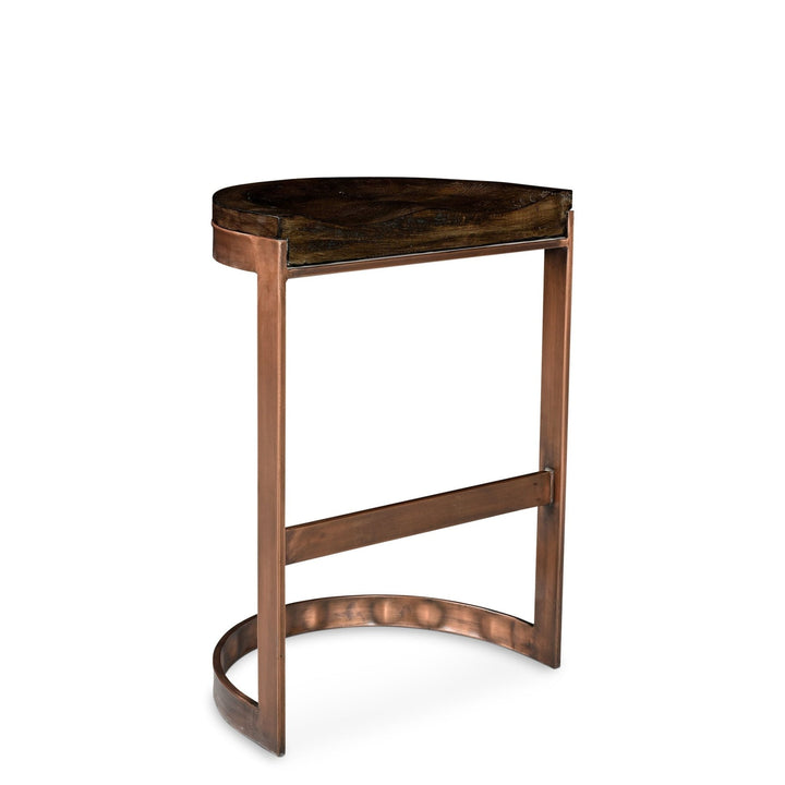 SADDLE WOOD + COPPER COUNTER STOOL