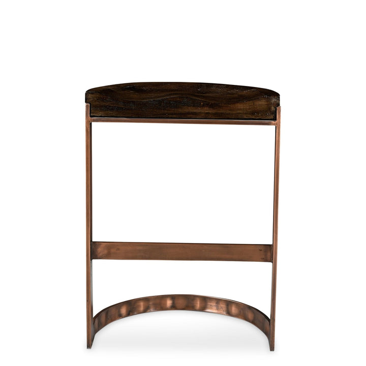 SADDLE WOOD + COPPER COUNTER STOOL