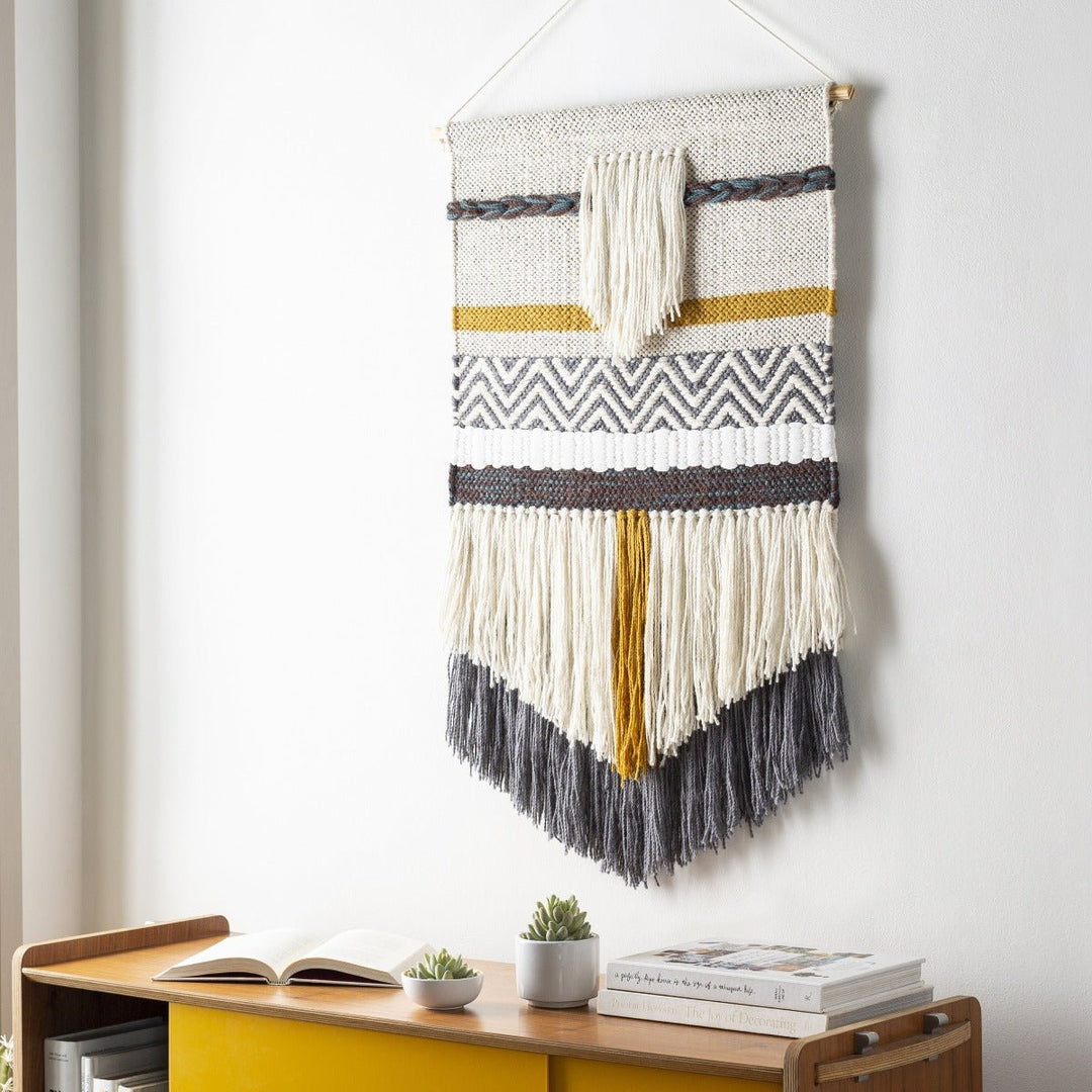 SAHASA GREY + MUSTARD WALL TAPESTRY