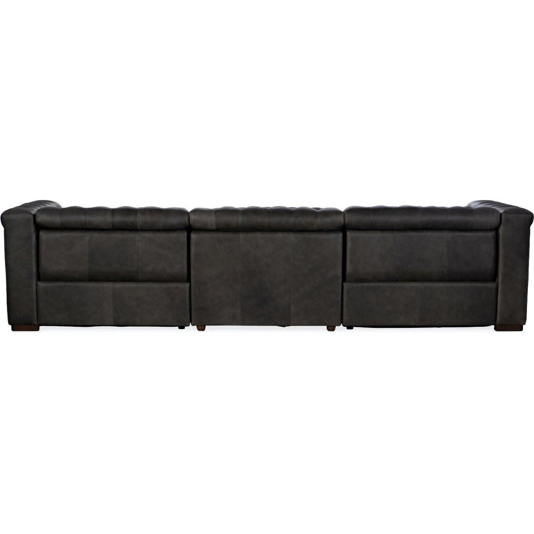 SAVION GRANDIER TUFTED LEATHER SOFA: BELLAGIO GRAVEL