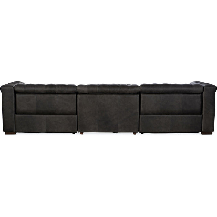 SAVION GRANDIER TUFTED LEATHER SOFA: BELLAGIO GRAVEL