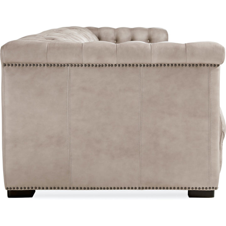 SAVION GRANDIER TUFTED LEATHER SOFA: GIOVANNI TAUPE