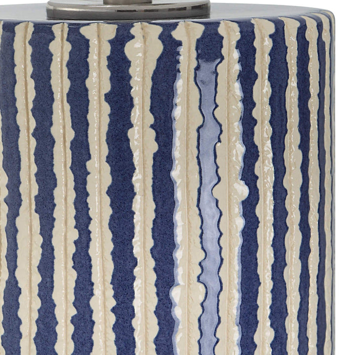 SAYLOR COBALT STRIPED CERAMIC LAMP