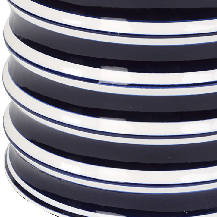 SAYLOR WHITE & NAVY STRIPED CERAMIC TABLE LAMP